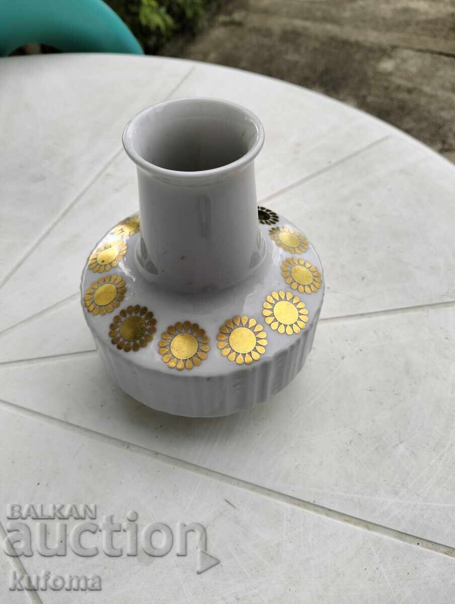 Old German porcelain vase with gold plating