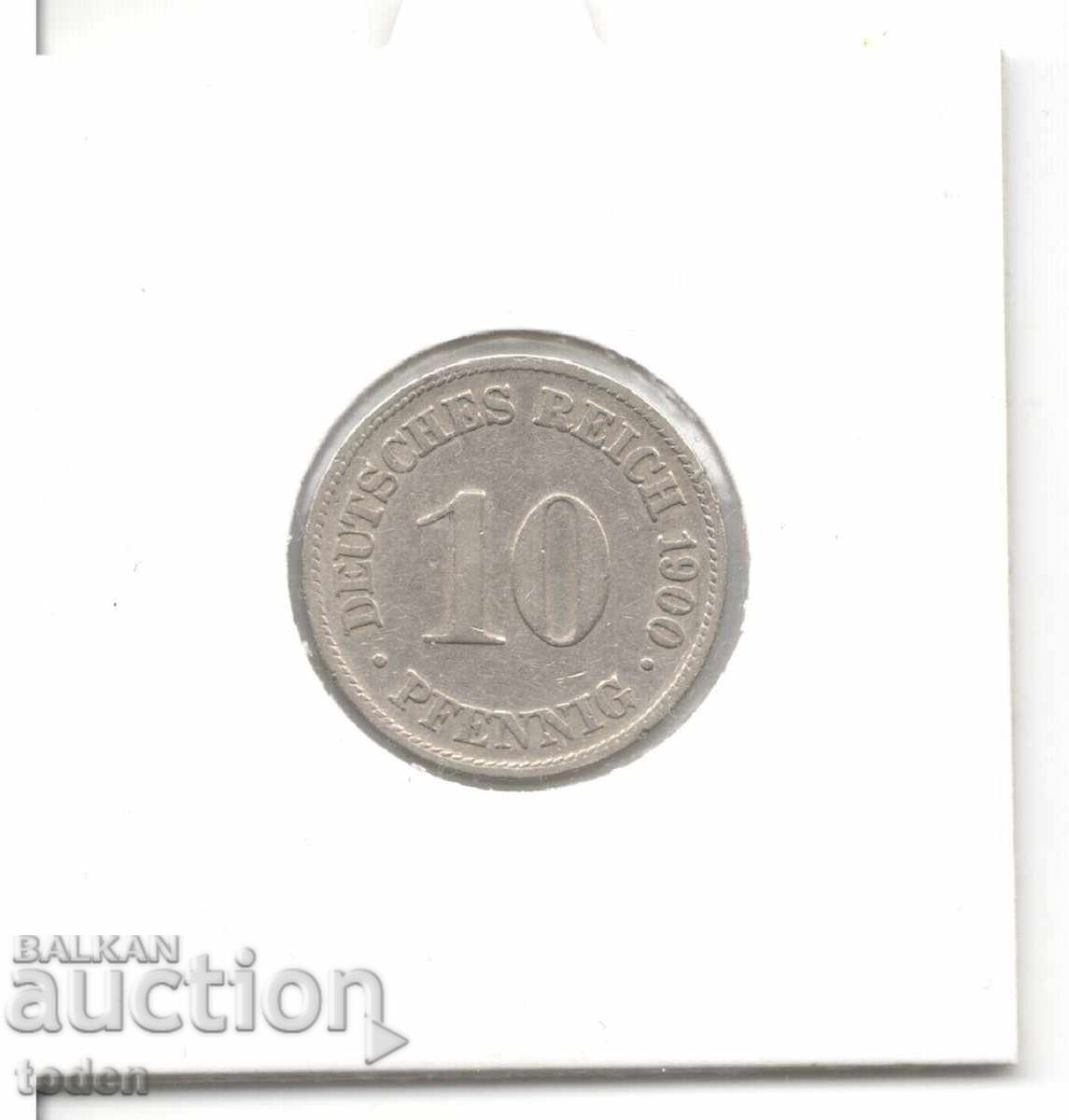 Auction  Germany 10 Pfennig 1900 D KM# 12 Wilhelm II Small Shield