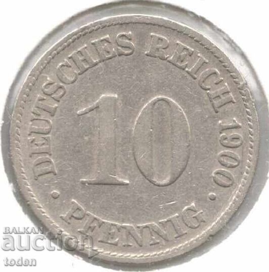 Germany 10 Pfennig 1900 D KM# 12 Wilhelm II Small Shield