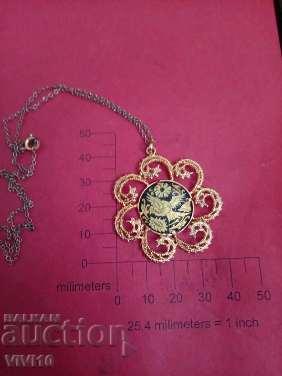 Antique necklace, steel and Gold Plated