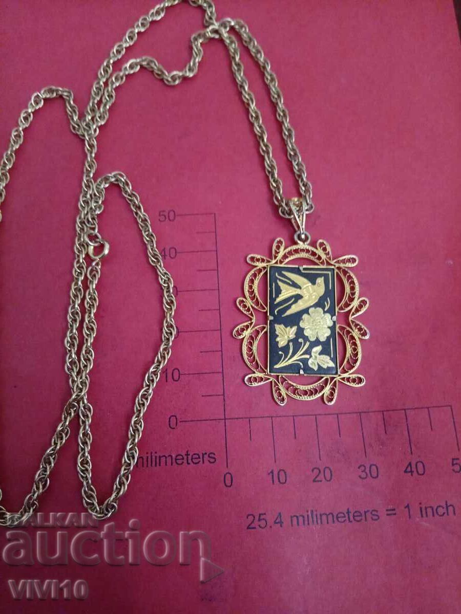 Antique necklace, steel and Gold Plated