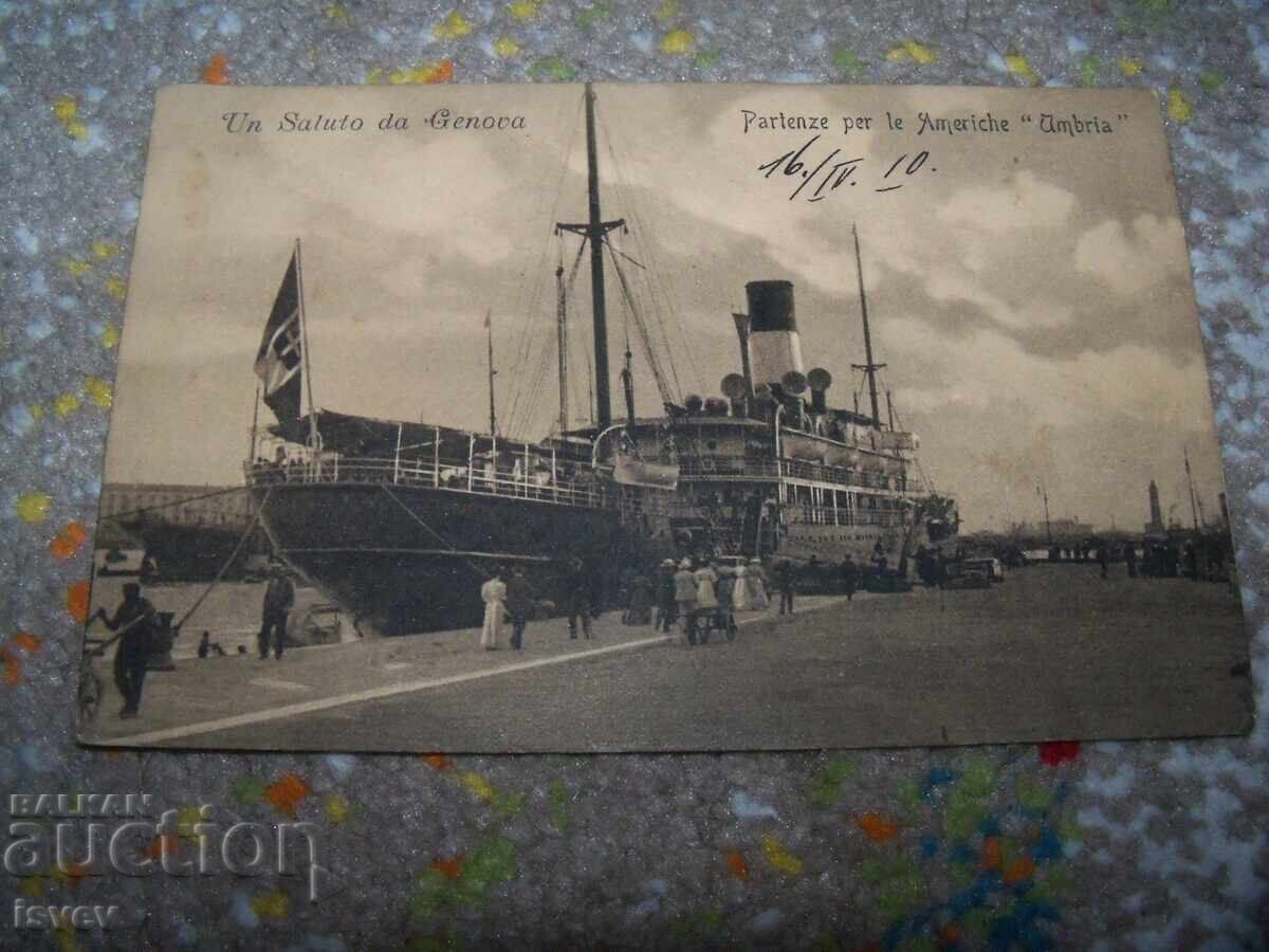 Δημοπρασία Παλιά ταχυδρομική κάρτα από τη Γένοβα με το πλοίο "Umbria" από το 1910 Δημοπρασία Παλιά ταχυδρομική κάρτα από τη Γένοβα με το πλοίο "Umbria" από το 1910