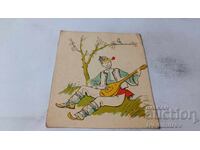 Greeting card Young man with tambourine