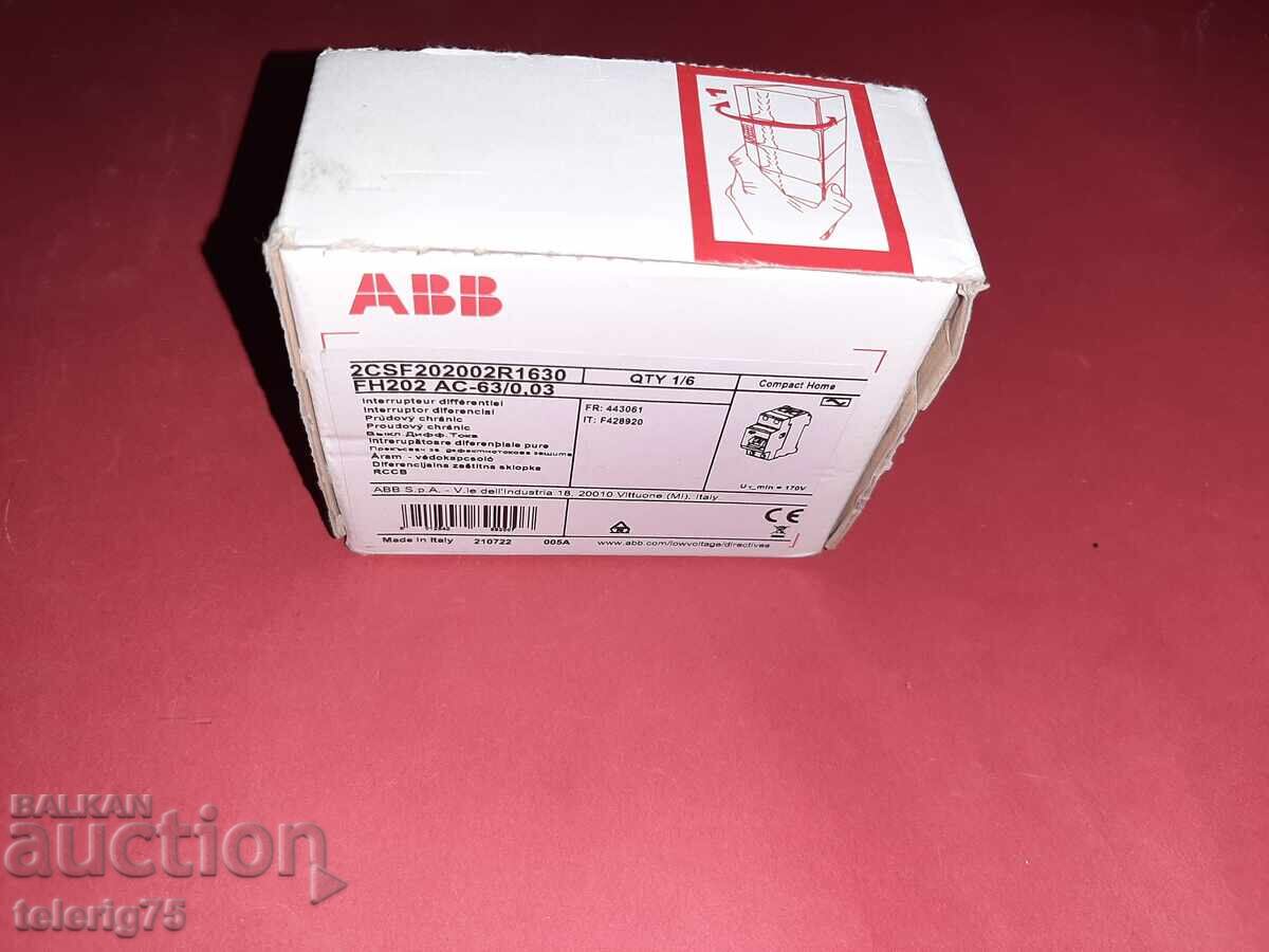 ABB Residual Current Device, 63A, 30mA - ITALY with price 80.00 BGN | € 40.90 ABB Residual Current Device, 63A, 30mA - ITALY with price 80.00 BGN | € 40.90