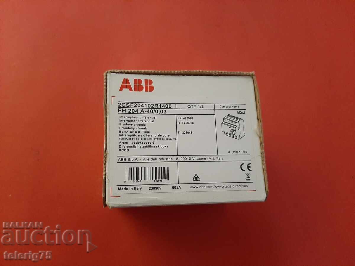 Τριφασική Προστασία Διαρροής Ρεύματος ABB, 40A, 30mA - ΙΤΑΛΙΑ