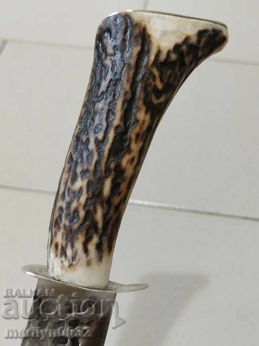 Delivery of Hunting knife with sheath, deer antler handle, crossguard Delivery of Hunting knife with sheath, deer antler handle, crossguard