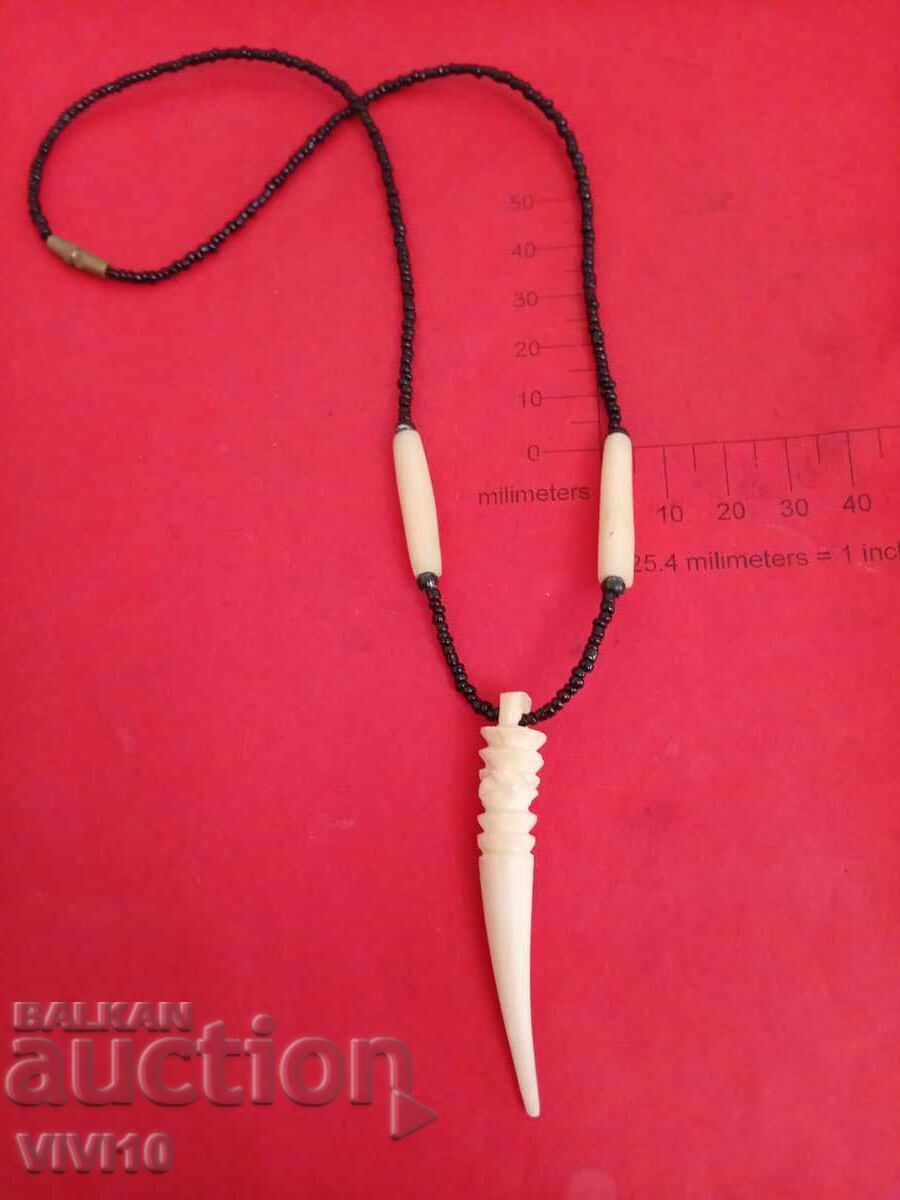 Antique necklace made of bone and beads Antique necklace made of bone and beads