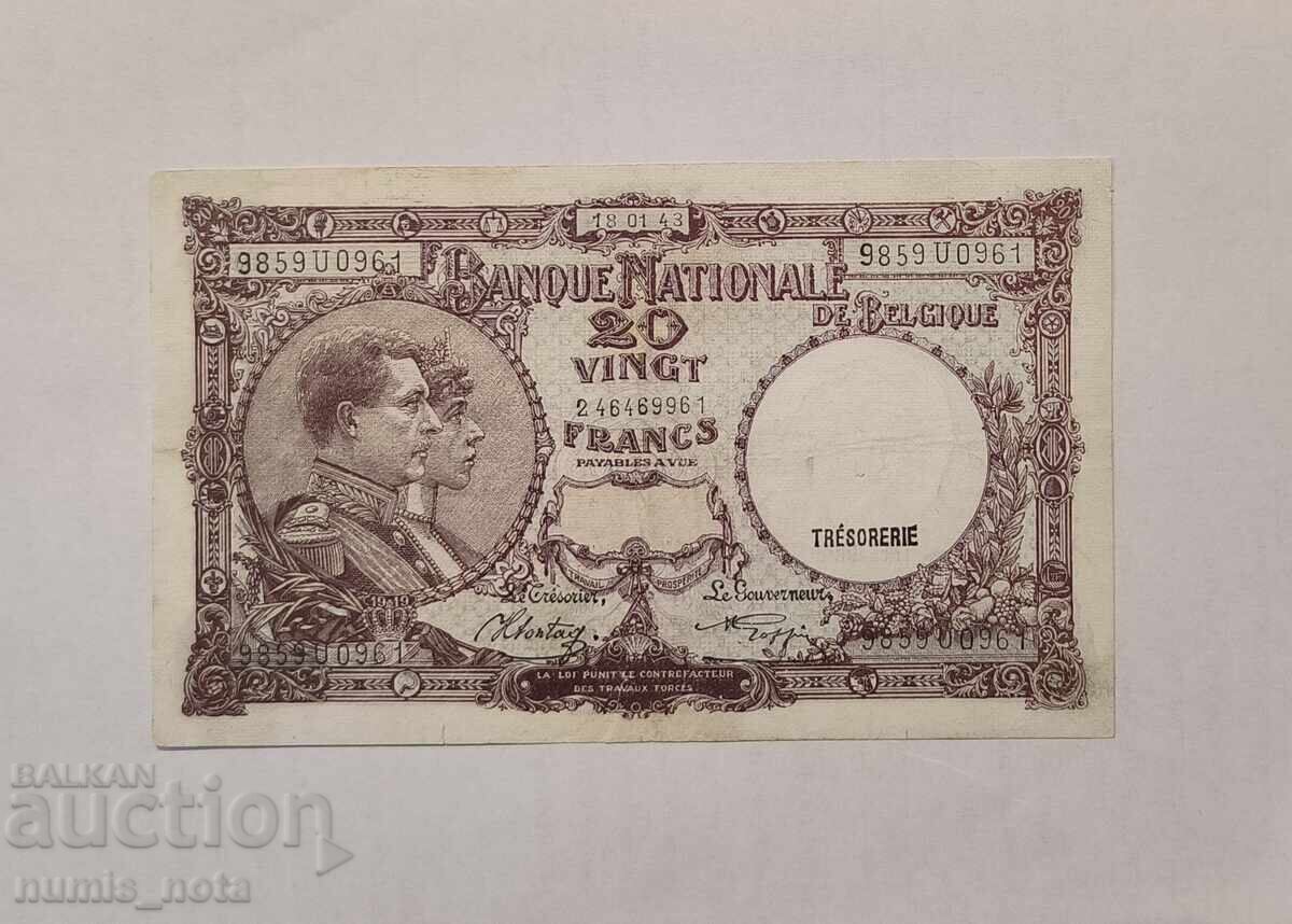 Belgium 20 Francs 1943