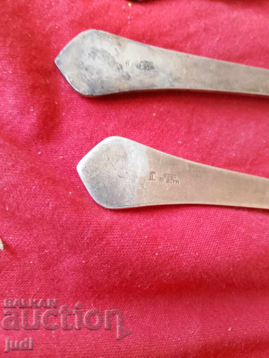 USSR 6 silver-plated spoons with a box - 5