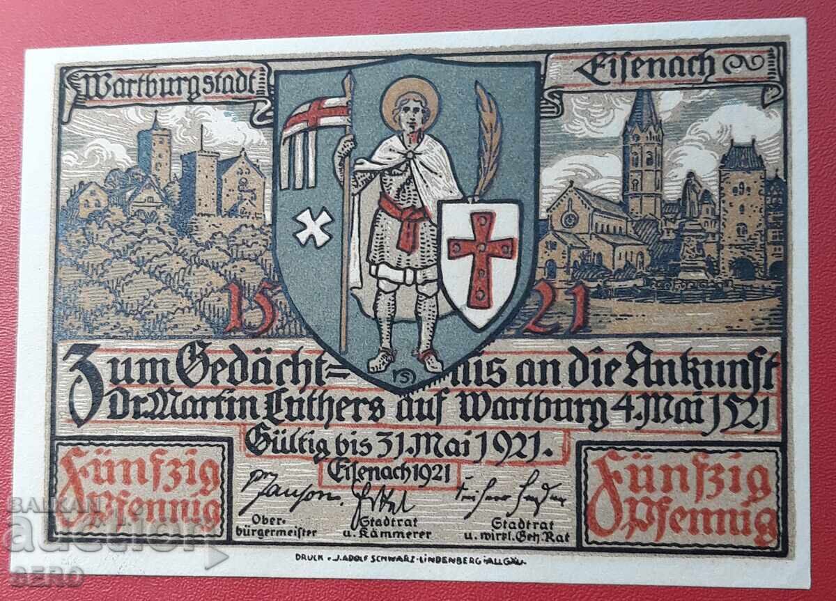Banknote-Germany-Thuringia-Eisenach-50 pfennig 1921 with price 2.50 BGN | € 1.28