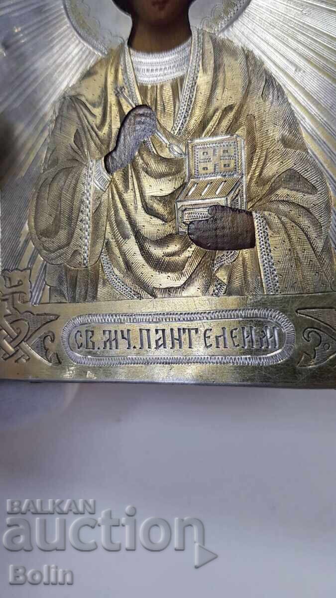 Rare Russian Imperial Silver Icon St. Panteleimon 84 pr 1881 with price 1900.00 BGN | € 971.45