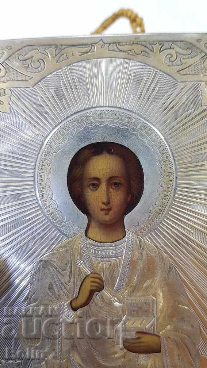 Auction  Rare Russian Imperial Silver Icon St. Panteleimon 84 pr 1881