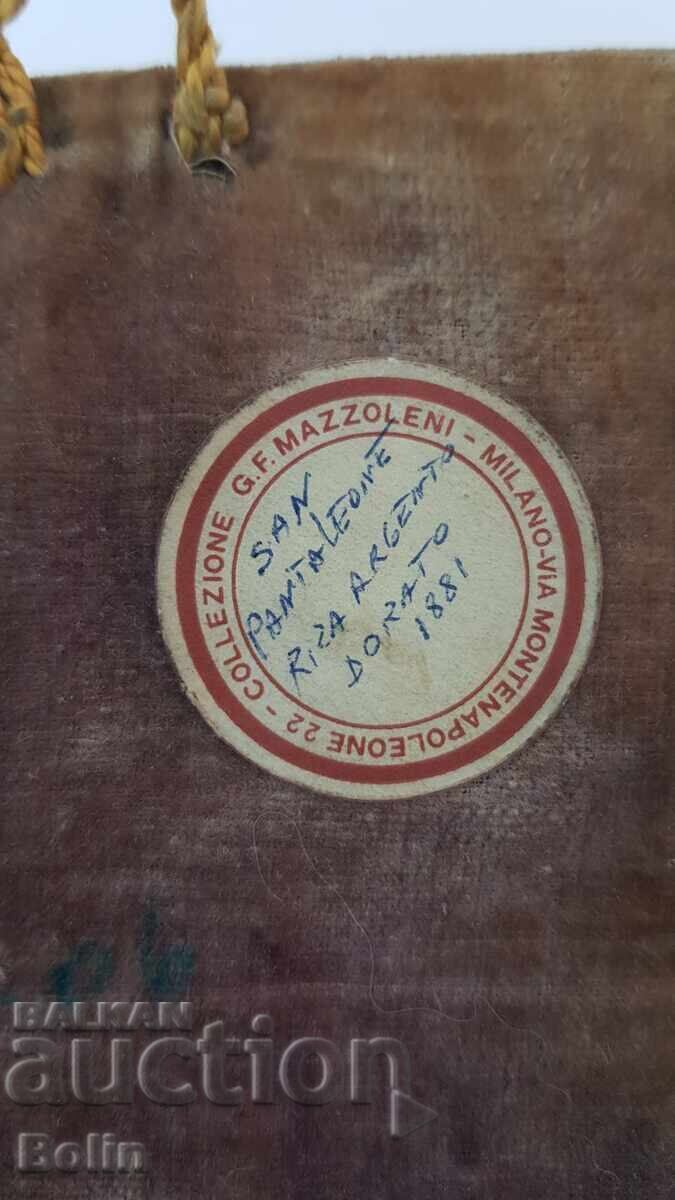 Rare Russian Imperial Silver Icon St. Panteleimon 84 pr 1881 - 7