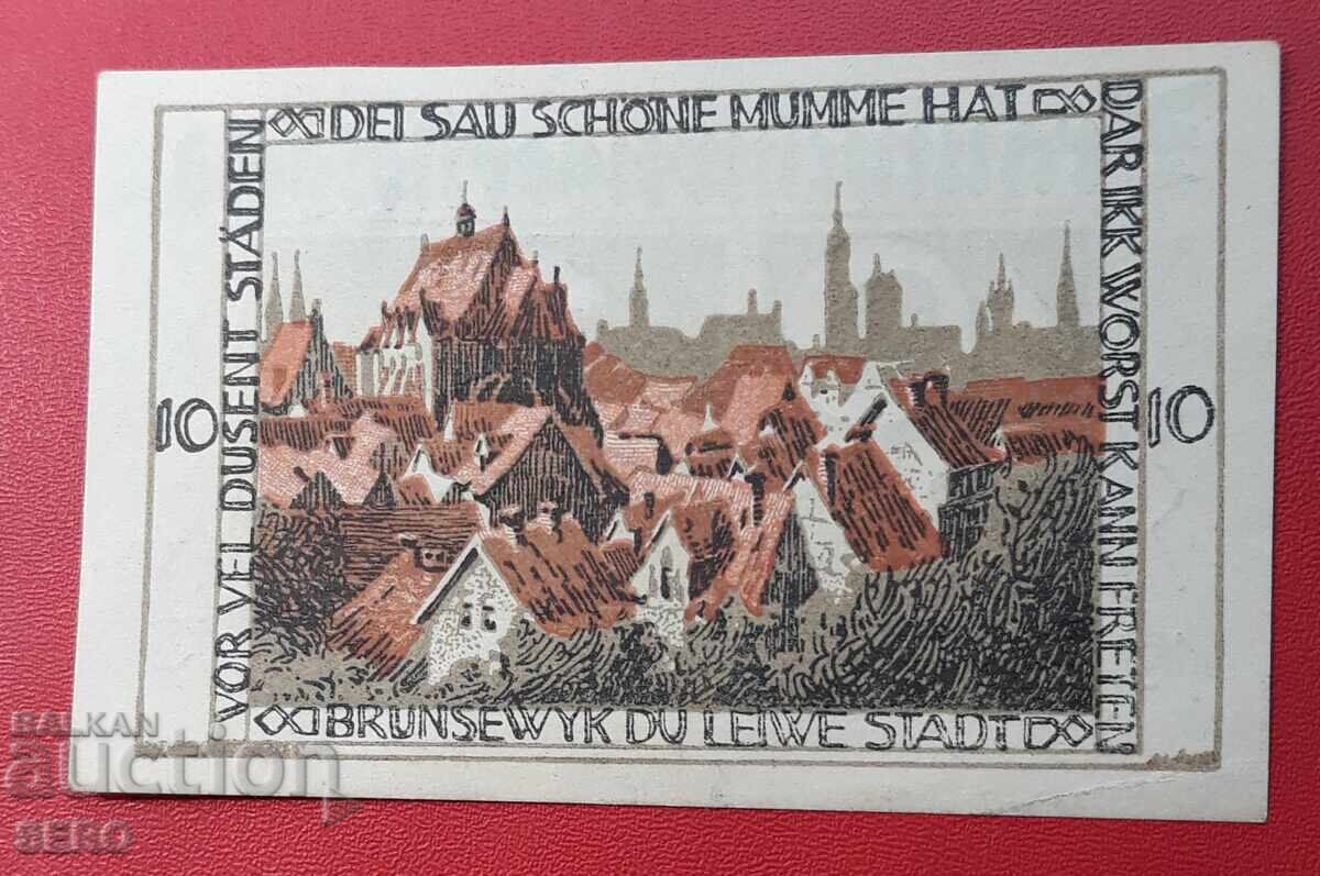Τραπεζογραμμάτιο-Γερμανία-Braunschweig-10 Pfennig 1921 με τιμή 2.00 BGN | € 1.02 Τραπεζογραμμάτιο-Γερμανία-Braunschweig-10 Pfennig 1921 με τιμή 2.00 BGN | € 1.02