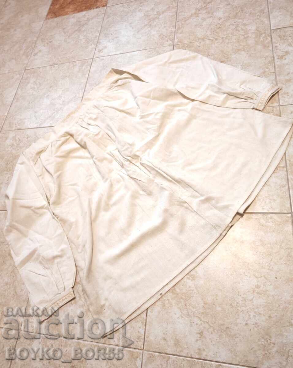 Livrarea Autentică Cămașă Bărbătească Bulgărească Albă din Pânză de Kenar Livrarea Autentică Cămașă Bărbătească Bulgărească Albă din Pânză de Kenar