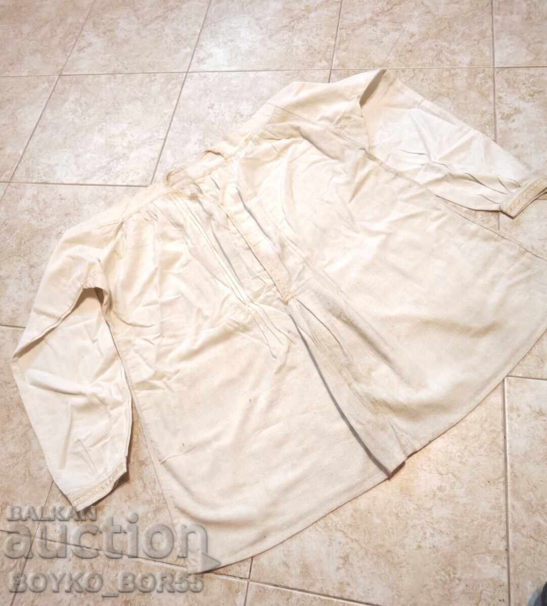 Autentică Cămașă Bărbătească Bulgărească Albă din Pânză de Kenar Autentică Cămașă Bărbătească Bulgărească Albă din Pânză de Kenar