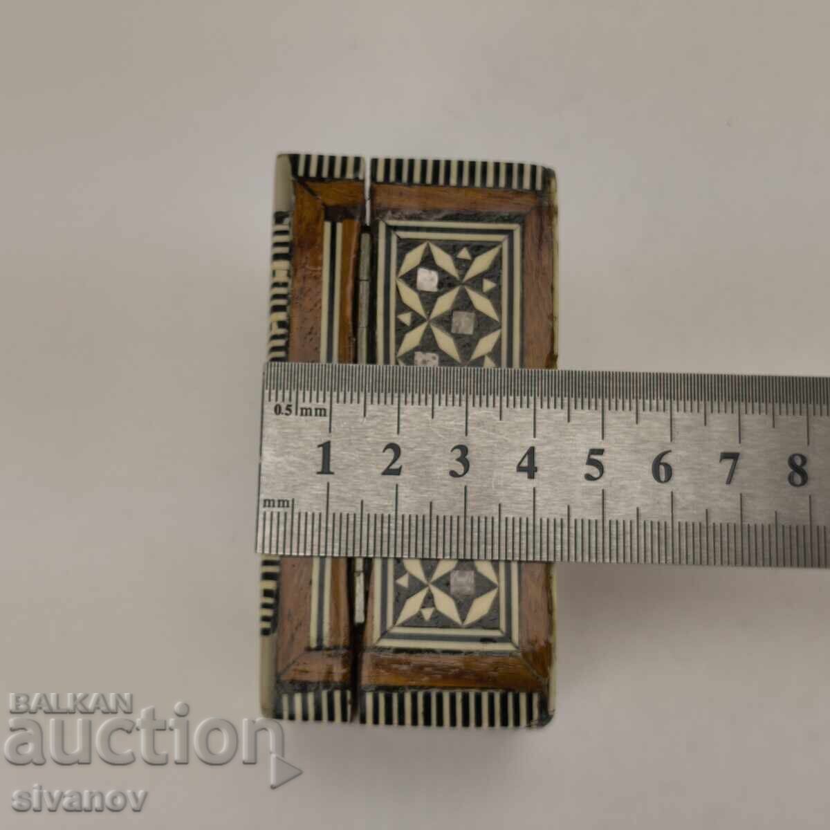 Παλιό ξύλινο κουτί κοσμημάτων με μαργαριτάρι ένθετο #5971 - 7