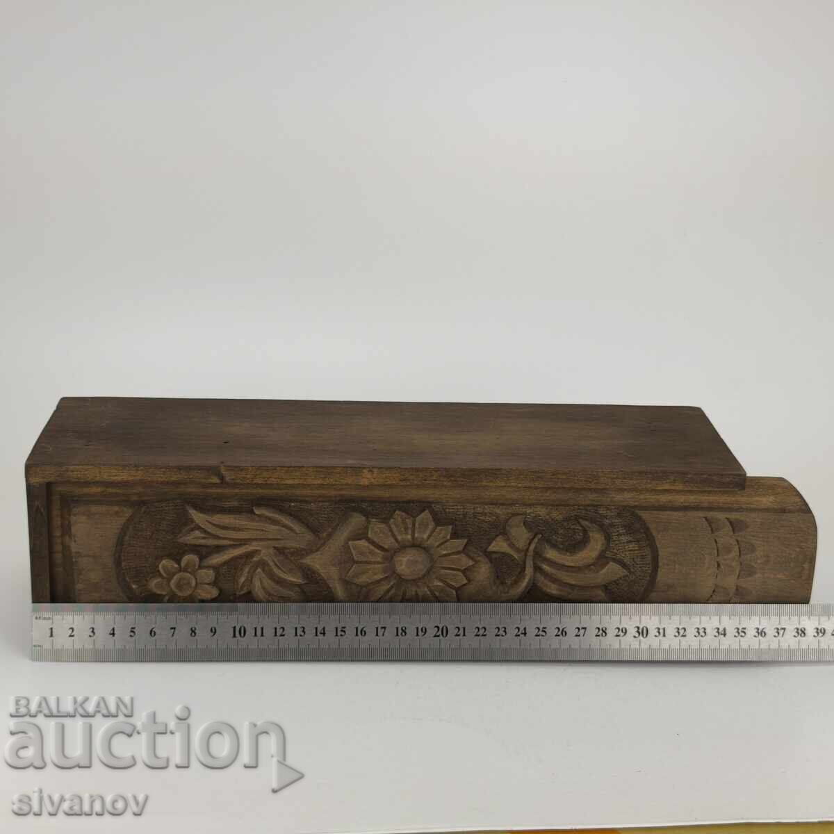 Стара дървена дърво резбована кутия за вино #5973 - 5 Стара дървена дърво резбована кутия за вино #5973 - 5