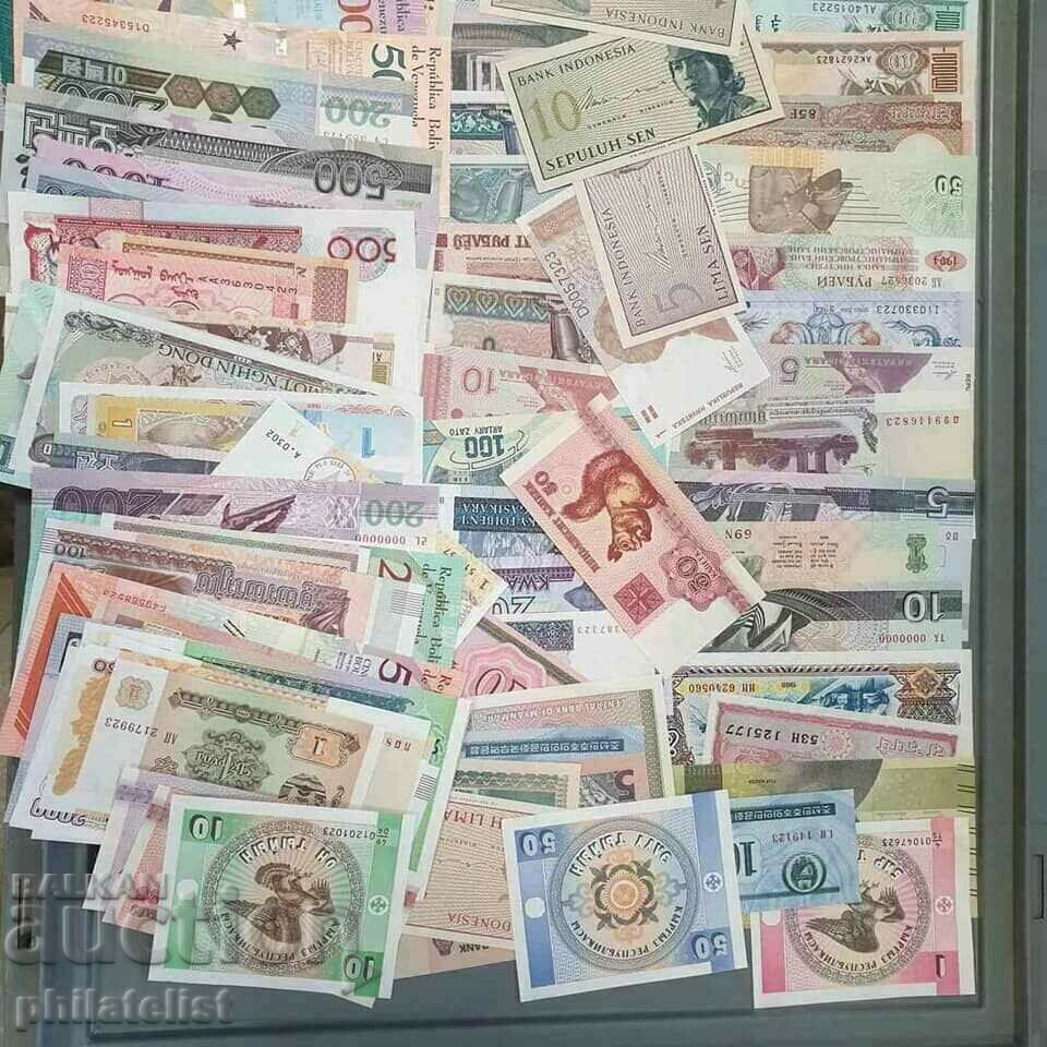 Auction  A pack of different 200 banknotes all over the world