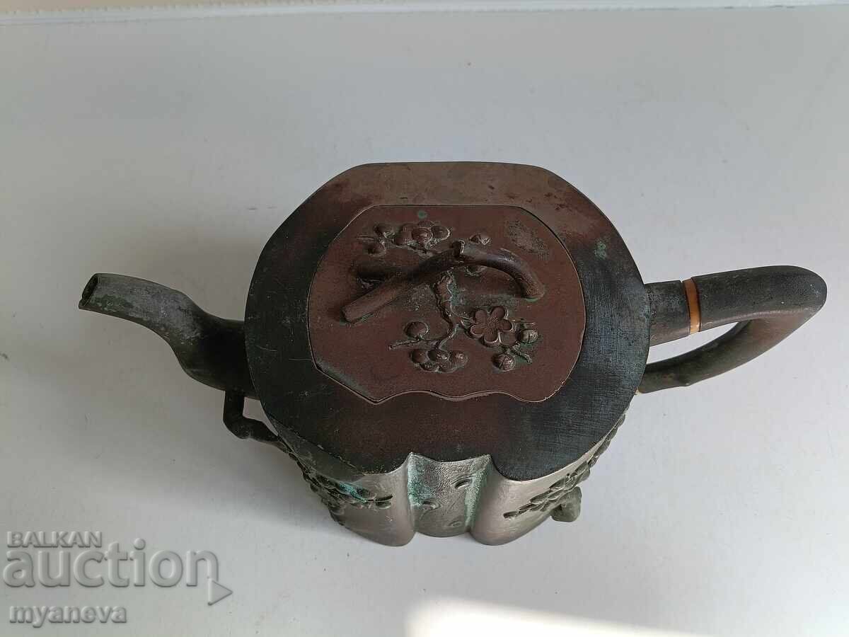 Παράδοση Αντίκα, μπρούτζινο, αγγλικό τσαγιέρα, ABC σε στυλ Art Nouveau Παράδοση Αντίκα, μπρούτζινο, αγγλικό τσαγιέρα, ABC σε στυλ Art Nouveau