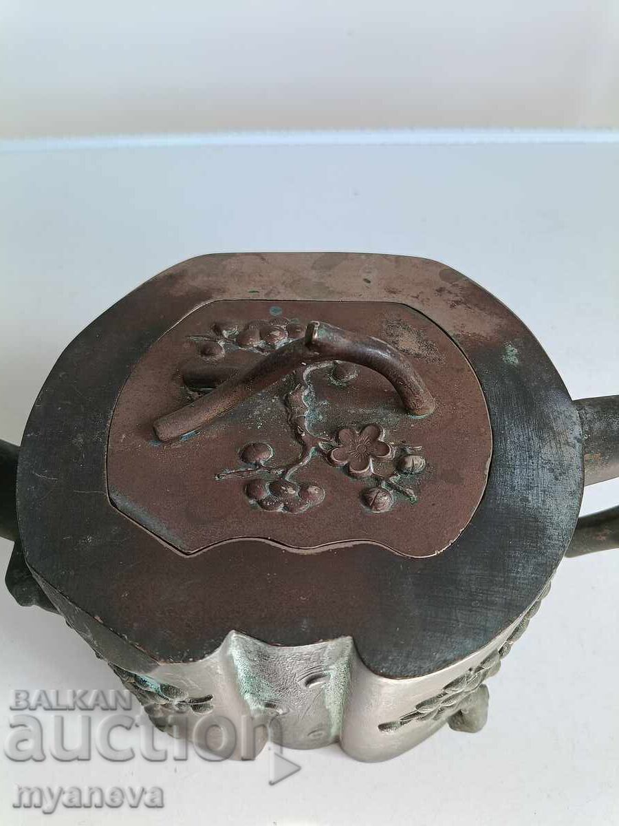 Αντίκα, μπρούτζινο, αγγλικό τσαγιέρα, ABC σε στυλ Art Nouveau - 5 Αντίκα, μπρούτζινο, αγγλικό τσαγιέρα, ABC σε στυλ Art Nouveau - 5