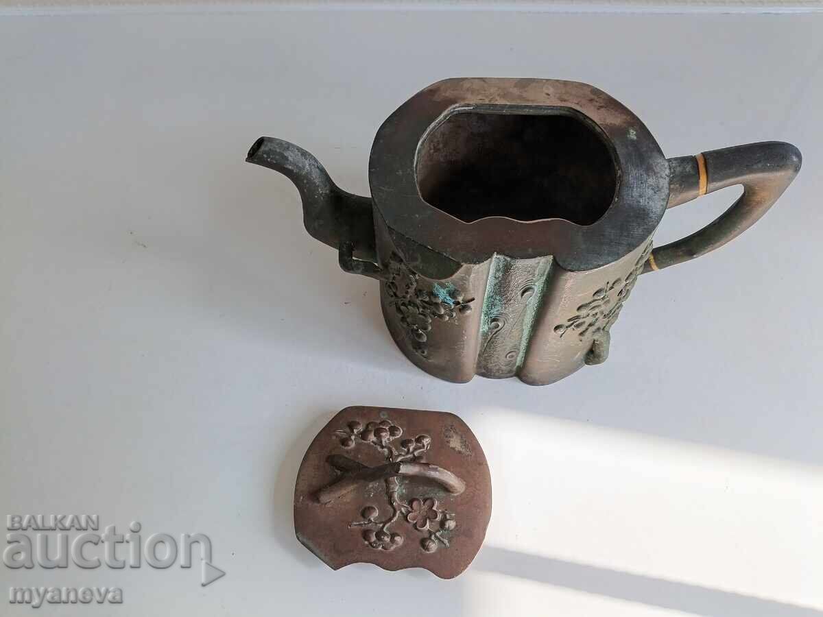 Αντίκα, μπρούτζινο, αγγλικό τσαγιέρα, ABC σε στυλ Art Nouveau - 6 Αντίκα, μπρούτζινο, αγγλικό τσαγιέρα, ABC σε στυλ Art Nouveau - 6