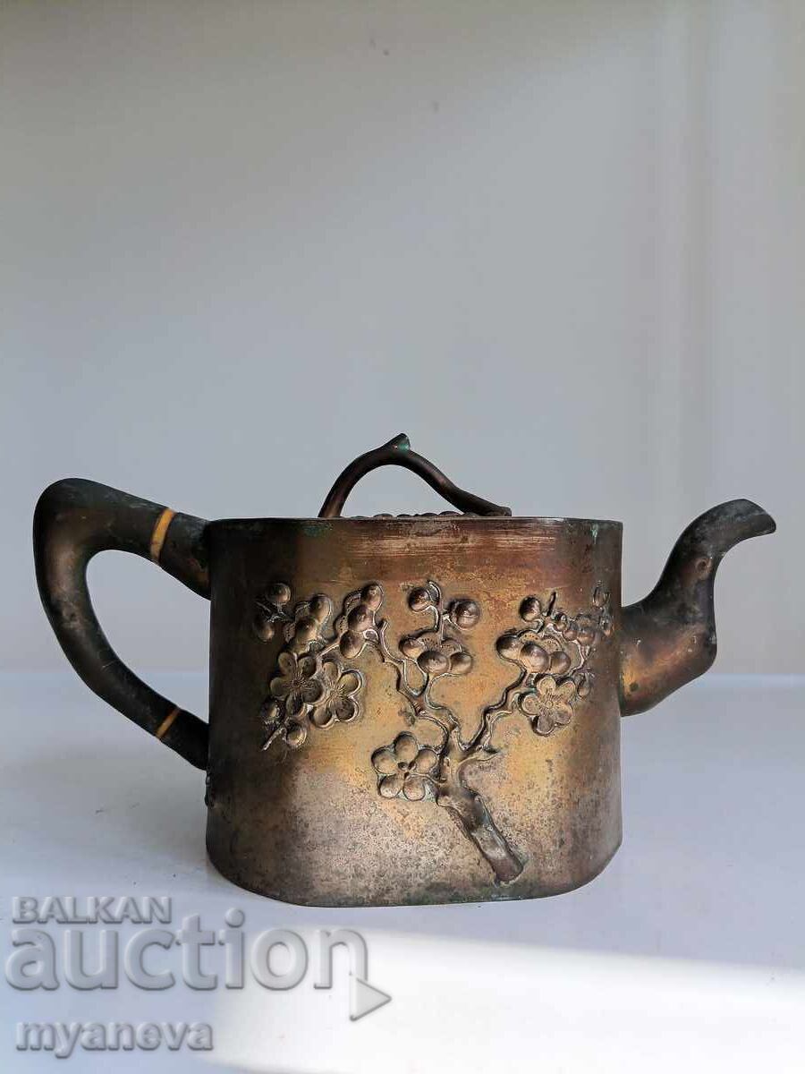 Αντίκα, μπρούτζινο, αγγλικό τσαγιέρα, ABC σε στυλ Art Nouveau Αντίκα, μπρούτζινο, αγγλικό τσαγιέρα, ABC σε στυλ Art Nouveau