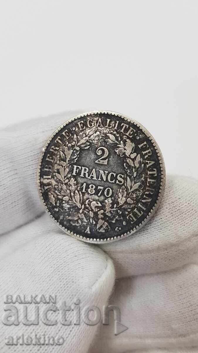 Delivery of Rare French Silver Coin 2 Francs 1870