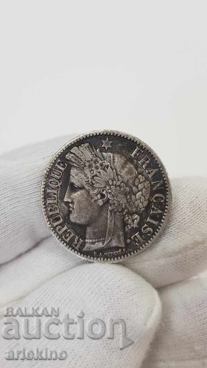 Rare French Silver Coin 2 Francs 1870