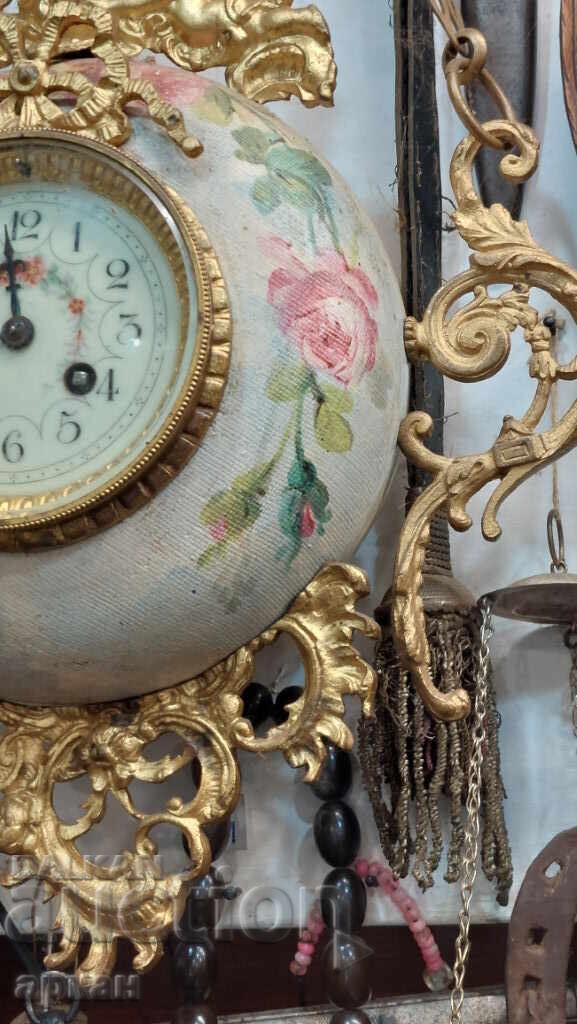 Licitație Ceas de perete - sfârșitul secolului al XIX-lea, bronz, aurire, porțelan