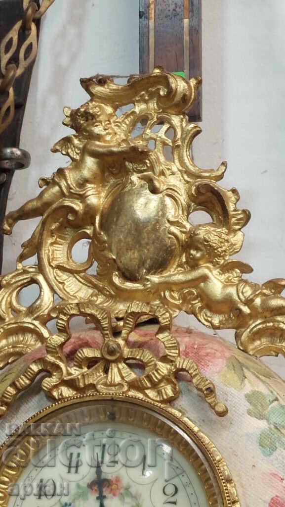 Livrarea Ceas de perete - sfârșitul secolului al XIX-lea, bronz, aurire, porțelan