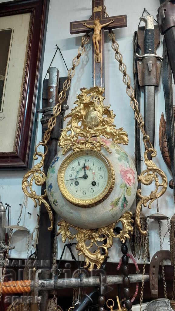 Ceas de perete - sfârșitul secolului al XIX-lea, bronz, aurire, porțelan - 6