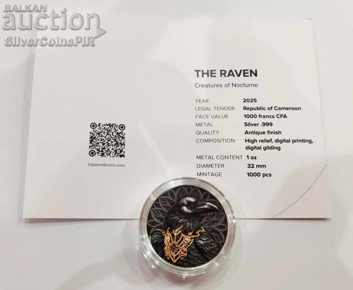 Delivery of Silver 1 oz Raven 2025 Creatures of Darkness Cameroon