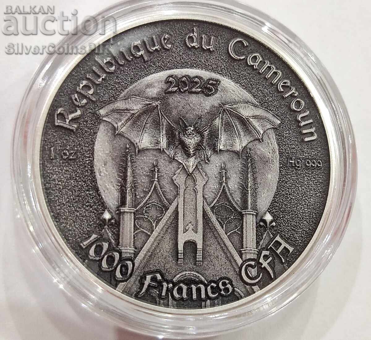 Silver 1 oz Raven 2025 Creatures of Darkness Cameroon - 6