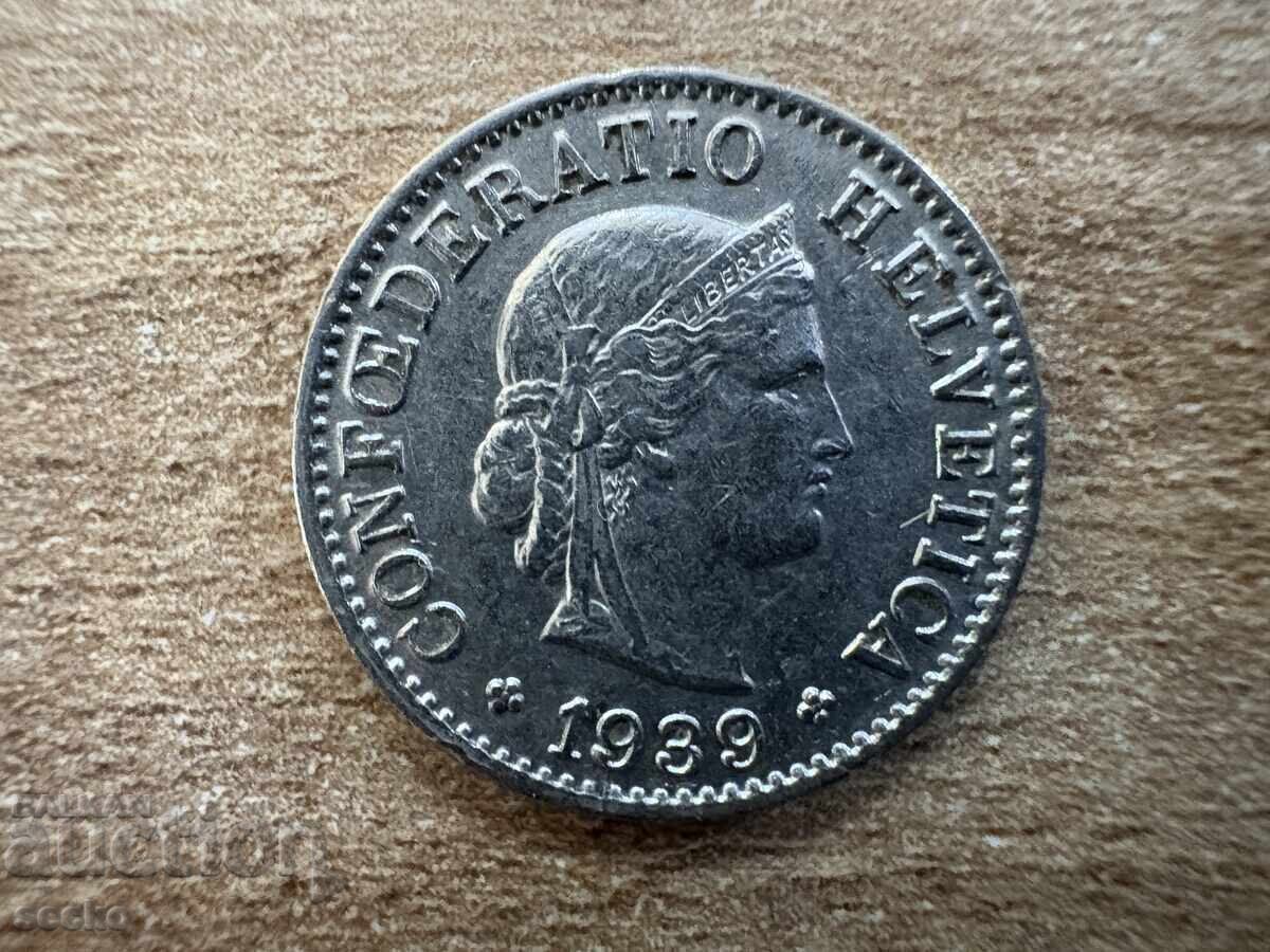 Switzerland - 5 Rappen (1939) with price 1.00 BGN | € 0.51