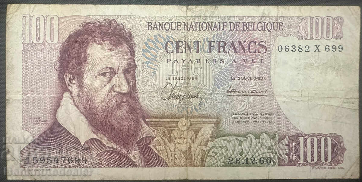 Belgium 100 francs 1966 Pick 134a Ref x699