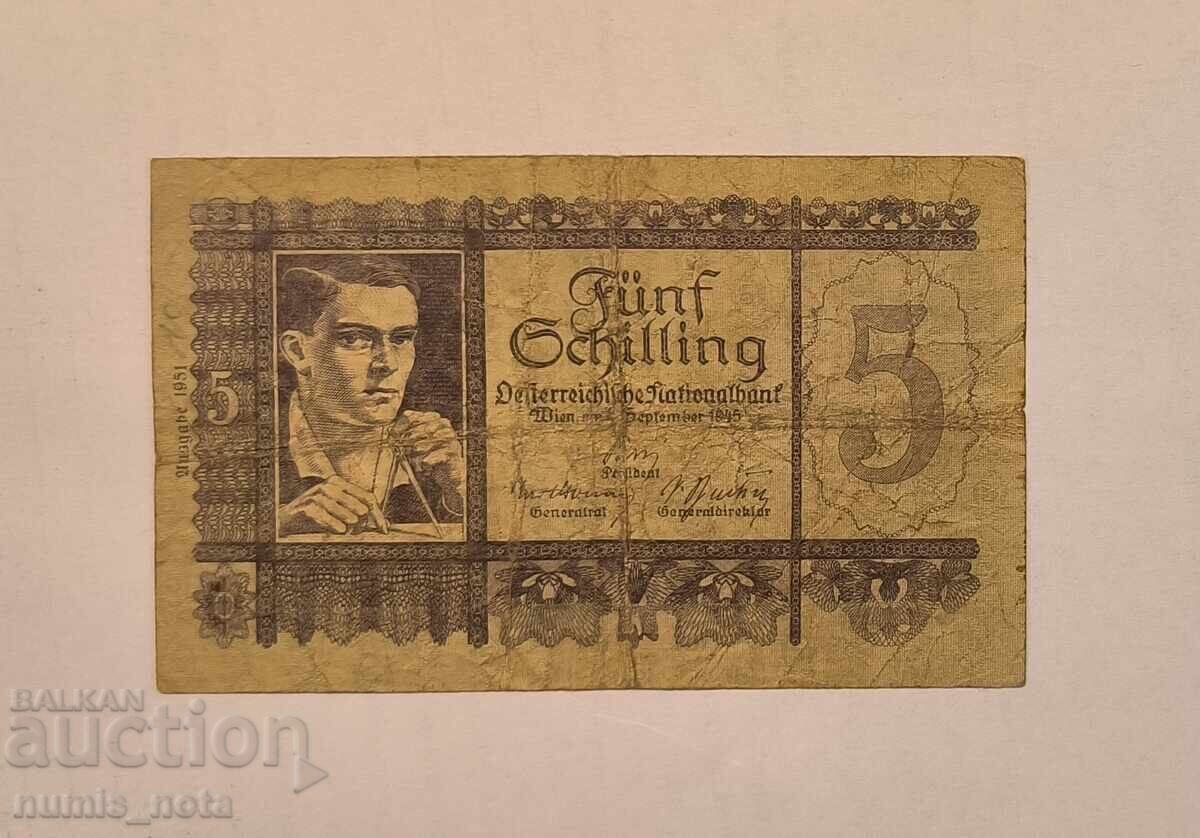 Австрия 5 шилинга 1945 година Австрия 5 шилинга 1945 година