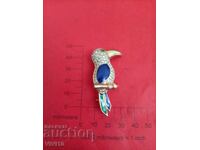 Broșă veche cu email și pietre