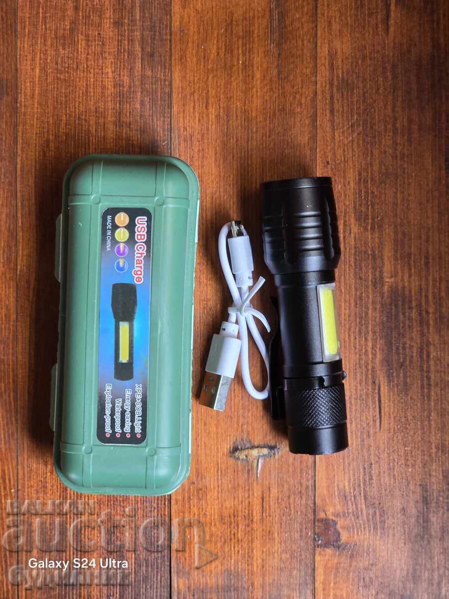 Brand new super powerful flashlight with USB cable. I'm listing it on with price 9.99 BGN | € 5.11