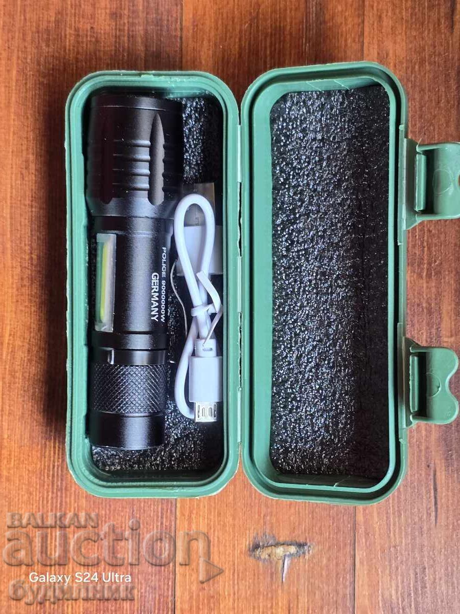 Brand new super powerful flashlight with USB cable. I'm listing it on