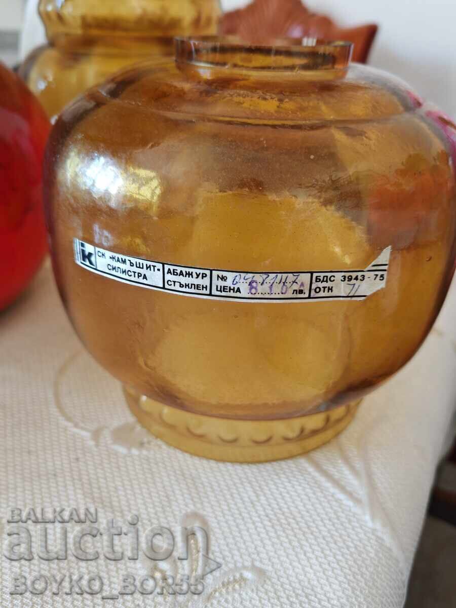 Τρία Παλιά Βουλγαρικά Σοσιαλιστικά Γυαλιά Γυαλί Αμπαζούρ Φωτισμός