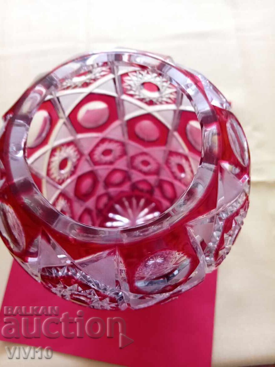 Licitație Vază de cristal vechi Bohemia, 23cm