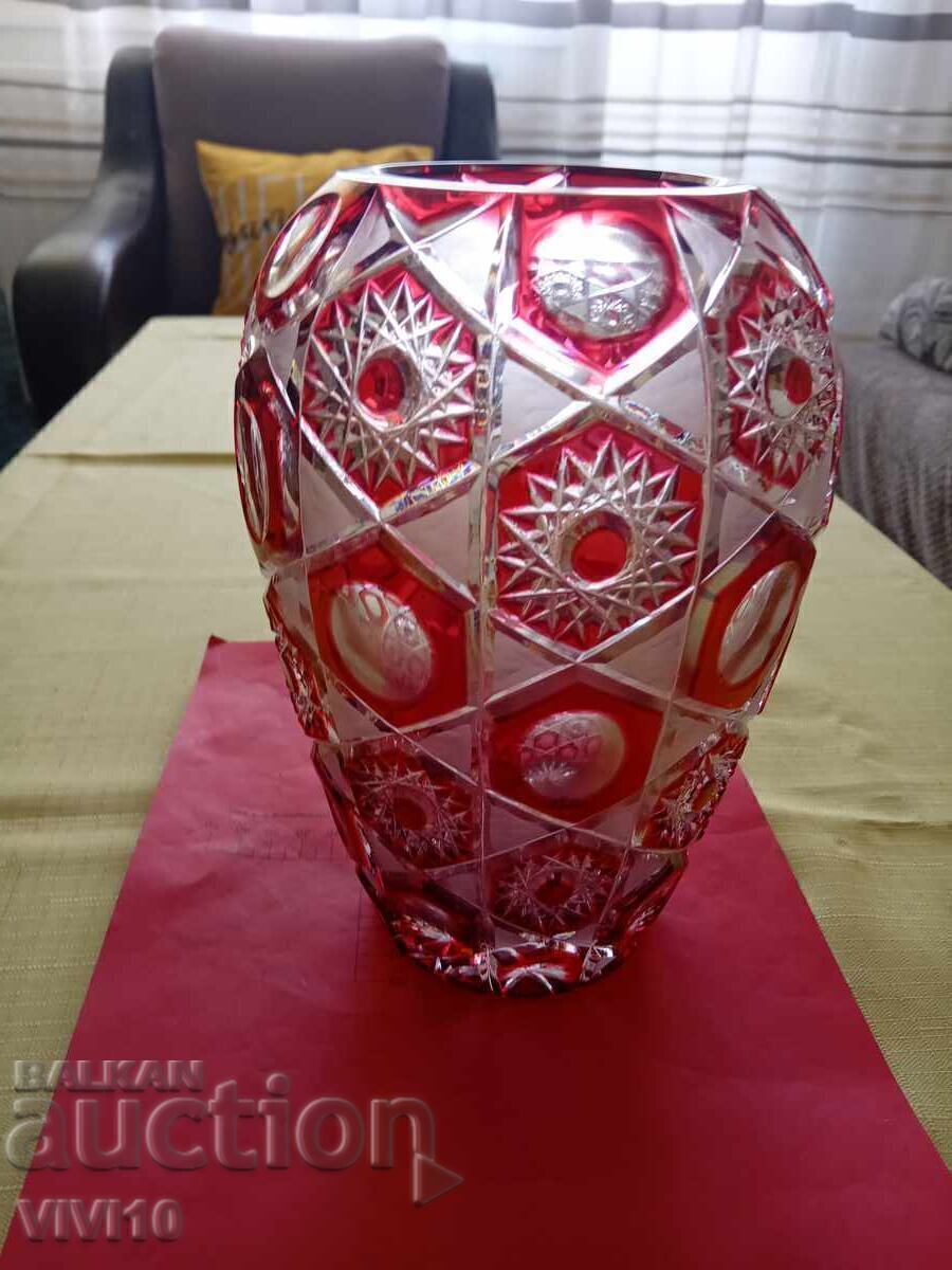 Vază de cristal vechi Bohemia, 23cm