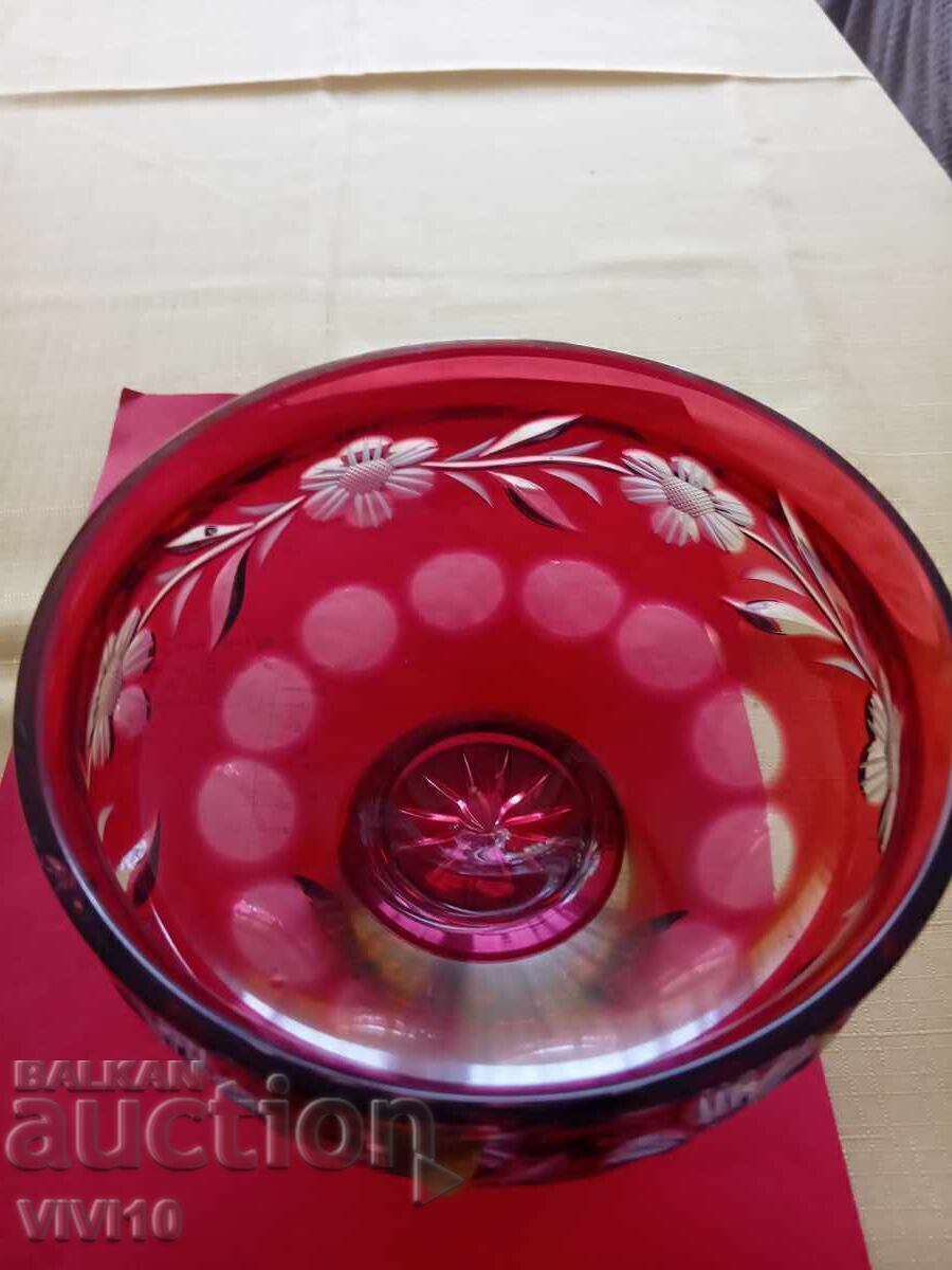 Auction Antique Bohemian Crystal Bowl, 18cm Auction Antique Bohemian Crystal Bowl, 18cm