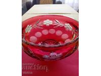 Bol de cristal vechi Boemia, 18cm