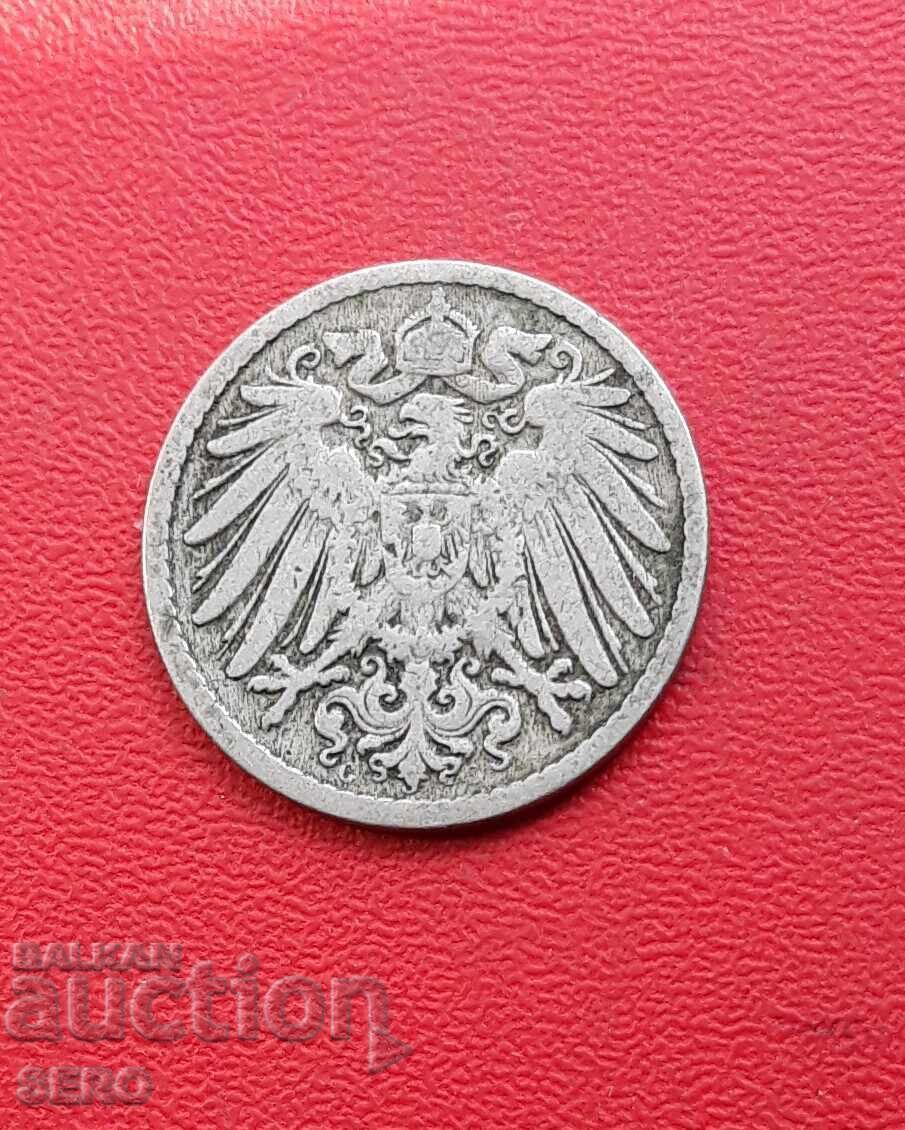 Германия-5 пфенига 1893 G-Карлсруе-малък тираж и рядка с цена 8.00 лв. | € 4.09