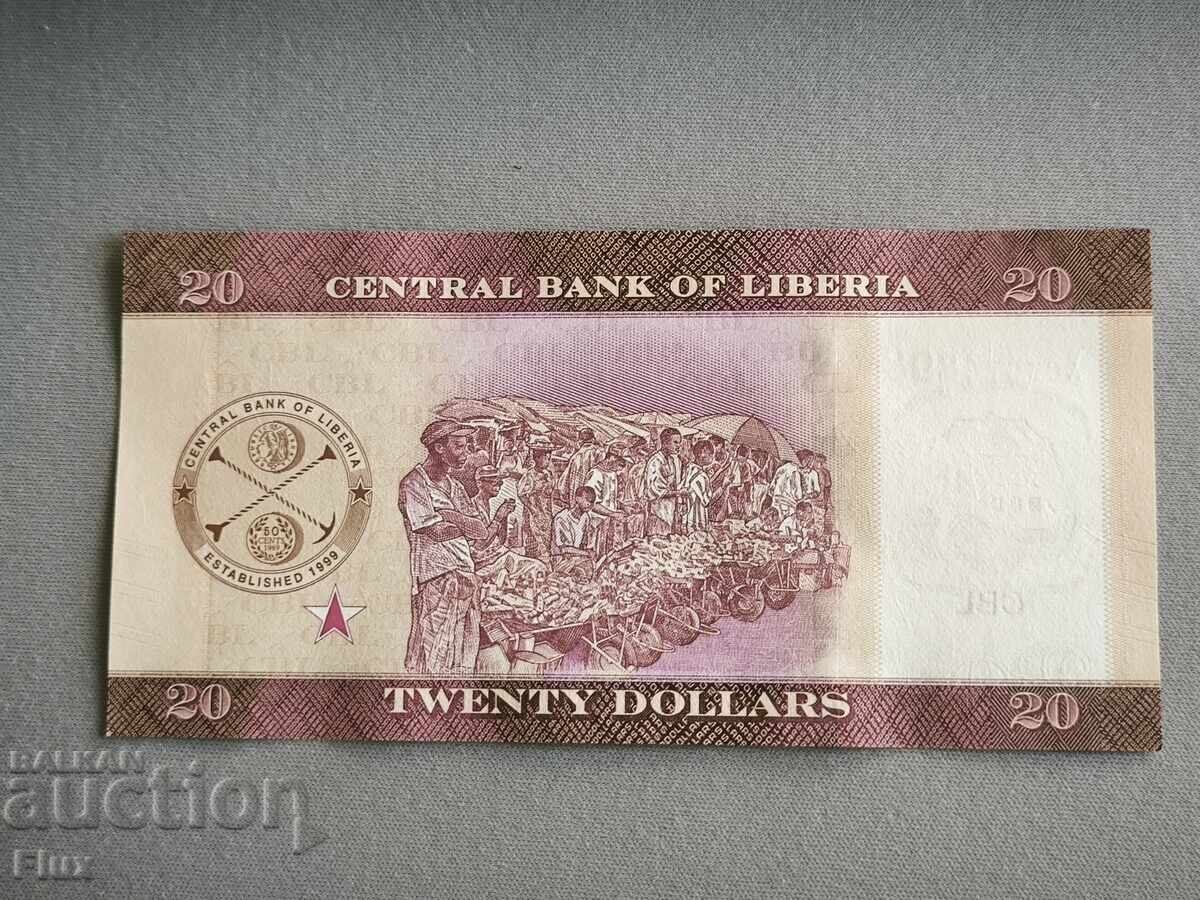 Банкнота - Либерия - 20 долара UNC | 2022г. с цена 4.50 лв. | € 2.30