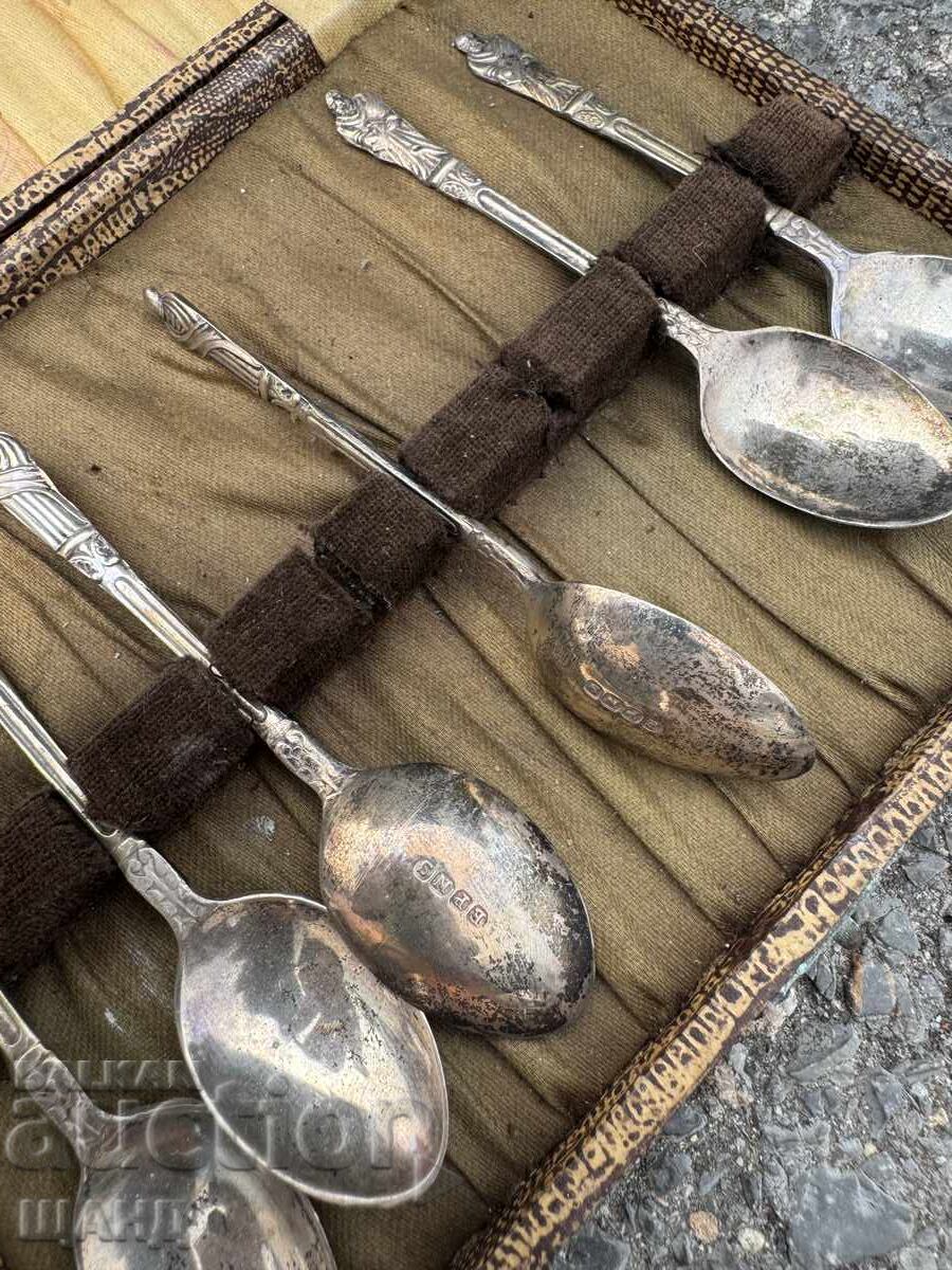 Starter set of silver-plated coffee spoons and an ice clip - 5 Starter set of silver-plated coffee spoons and an ice clip - 5