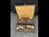 Starter set of silver-plated coffee spoons and an ice clip