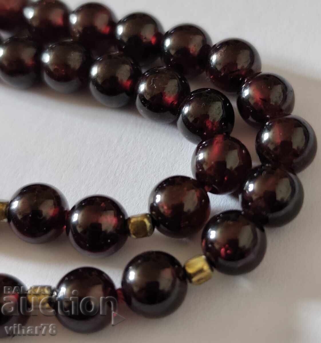 Gerdan-necklace with garnets and silver beads with gold plating - 5